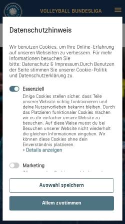 Vorschau der mobilen Webseite www.volleyball-bundesliga.de, Volleyball Bundesliga GmbH