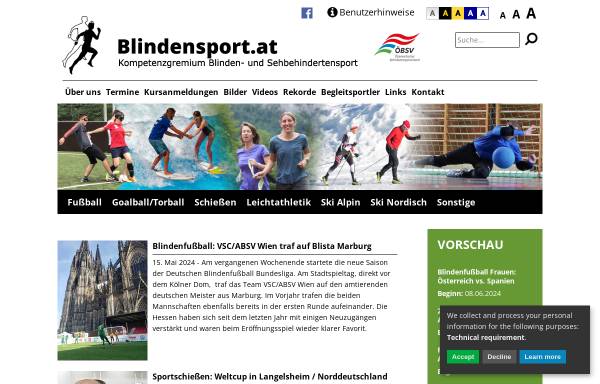 Vorschau von www.blindensport.at, Blindensport.at