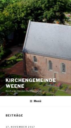 Vorschau der mobilen Webseite kirche-weene.de, Kirchengemeinde Weener