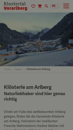 Vorschau der mobilen Webseite www.kloesterle.com, Kloesterle am Arlberg
