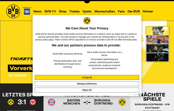 Vorschau von bvb.de, Borussia Dortmund