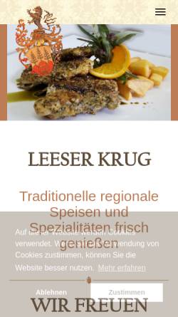 Vorschau der mobilen Webseite leeser-krug.de, Leeser Krug