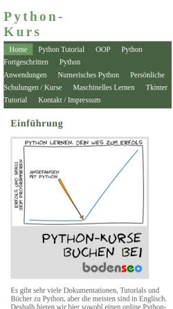 Vorschau der mobilen Webseite www.python-kurs.eu, Python-Kurs
