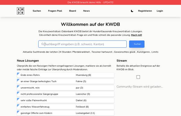 Vorschau von www.kwdb.ch, KWDB.ch - Kreuzworträtsel Datenbank