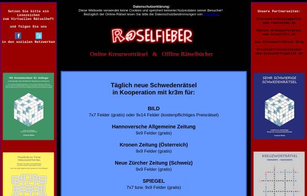 Vorschau von www.raetselfieber.de, Raetselfieber.de - das virtuelle Rätselheft