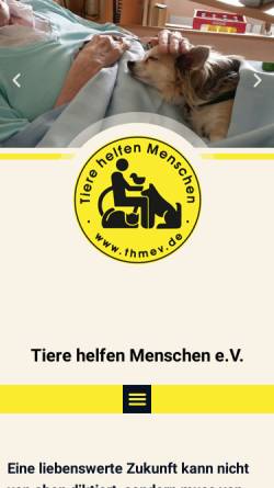 Vorschau der mobilen Webseite thmev.de, Tiere helfen Menschen e.V.