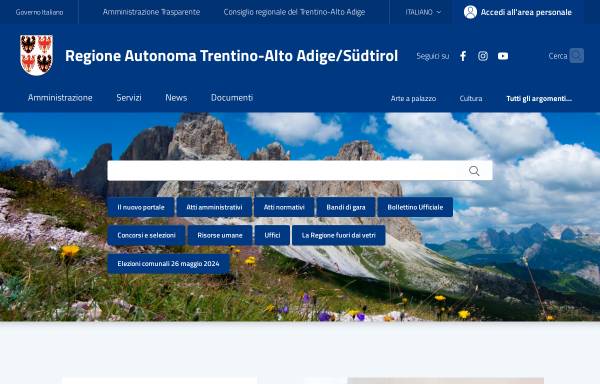 Vorschau von www.regione.trentino-a-adige.it, Region Trentino-Alto Adige/Südtirol