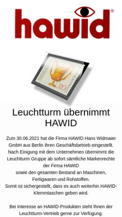 Vorschau der mobilen Webseite www.hawid.de, HAWID Hans Widmaier GmbH (Schaufix)