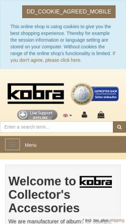 Vorschau der mobilen Webseite www.kobra.de, Kobra-Sammlerzubehör - Rudi Schlattner GmbH