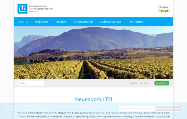 Vorschau von www.lts.it, Landesverband der Tourismusorganisationen Südtirols