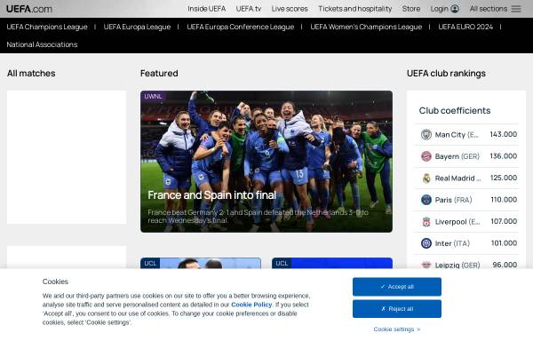 Vorschau von www.uefa.com, UEFA