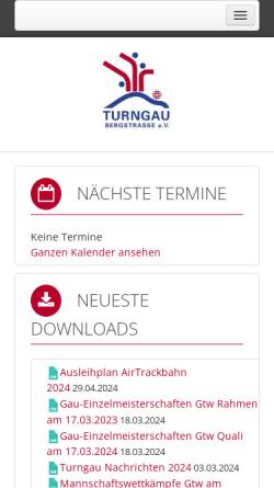 Vorschau der mobilen Webseite www.turngau-bergstrasse.de, Turngau Bergstraße