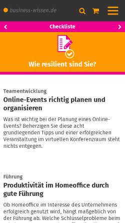 Vorschau der mobilen Webseite www.business-wissen.de, Business-Wissen.de - b-wise GmbH