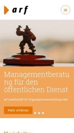 Vorschau der mobilen Webseite arf-gmbh.de, arf Gesellschaft für Organisationsentwicklung mbH