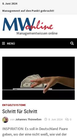 Vorschau der mobilen Webseite managementwissenonline.de, Management Wissen Online