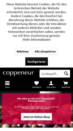 Vorschau der mobilen Webseite www.coppeneur.de, CCC Confiserie Coppeneur et Compagnon GmbH