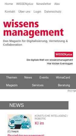 Vorschau der mobilen Webseite www.wissensmanagement.net, Wissensmanagement Online