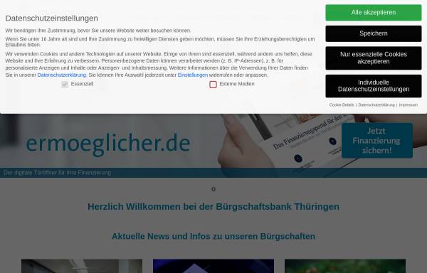 Vorschau von www.bb-thueringen.de, Bürgschaftsbank Thüringen GmbH