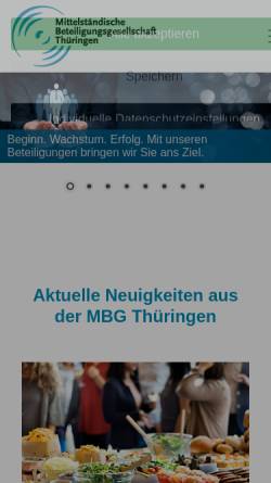 Vorschau der mobilen Webseite www.mbg-thueringen.de, Mittelständische Beteiligungsgesellschaft Thüringen mbH