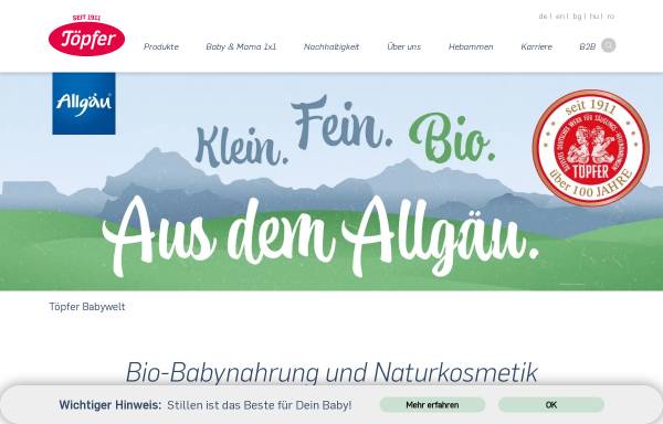 Vorschau von www.toepfer-babywelt.de, Töpfer Babynahrung
