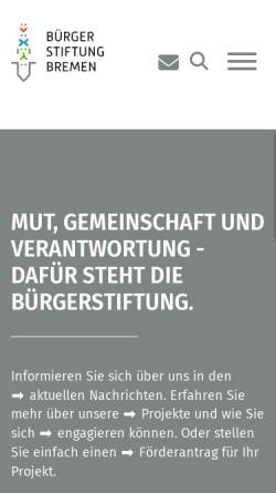 Vorschau der mobilen Webseite www.buergerstiftung-bremen.de, Bürgerstiftung Bremen
