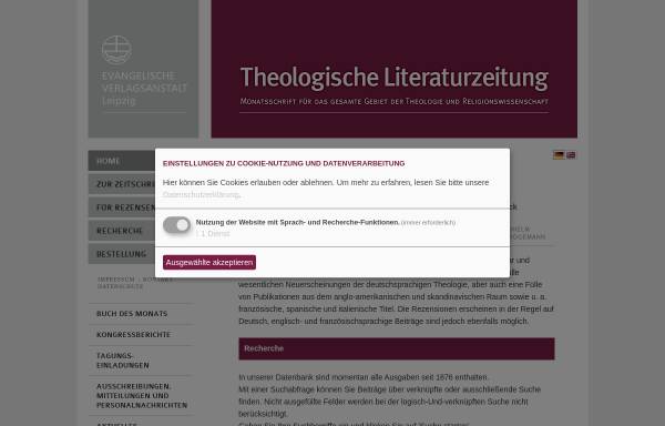 Vorschau von www.thlz.de, Theologische Literaturzeitung