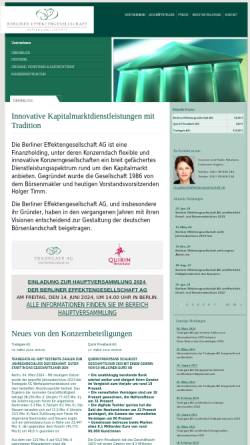 Vorschau der mobilen Webseite www.effektengesellschaft.de, Berliner Effektengesellschaft AG