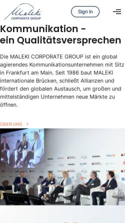 Vorschau der mobilen Webseite www.maleki.de, Maleki Conferences GmbH
