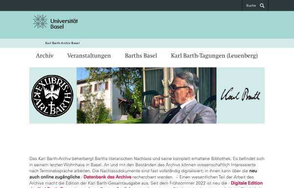 Vorschau von karlbarth.unibas.ch, Karl Barth-Archiv und Karl Barth-Stiftung