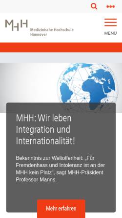 Vorschau der mobilen Webseite www.mh-hannover.de, Medizinische Hochschule Hannover [MHH] - Abteilung Arbeitsmedizin