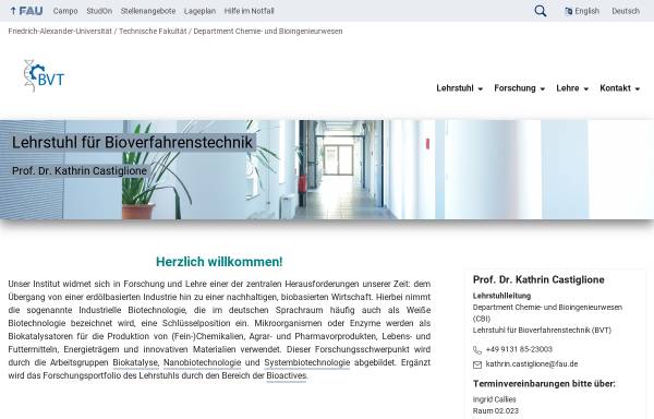 Vorschau von www.bvt.cbi.uni-erlangen.de, Lehrstuhl für Bioverfahrenstechnik der Universität Erlangen