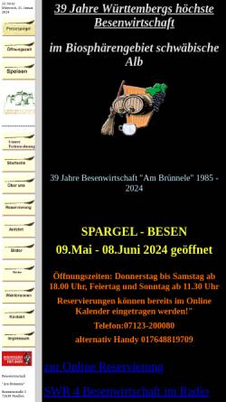 Vorschau der mobilen Webseite www.besenwirtschaft-bruennele.de, Besenwirtschaft im Neuffener Tal