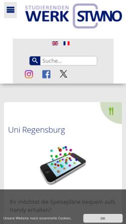 Vorschau der mobilen Webseite www.stwno.de, Mensa-Speiseplan