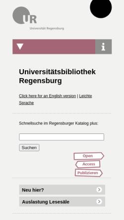Vorschau der mobilen Webseite www.bibliothek.uni-regensburg.de, Universitätsbibliothek Regensburg