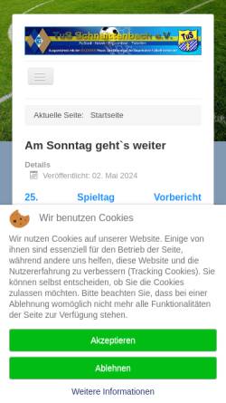 Vorschau der mobilen Webseite www.tus-fussball.com, TuS Schnaittenbach e.V. - Abteilung Fußball