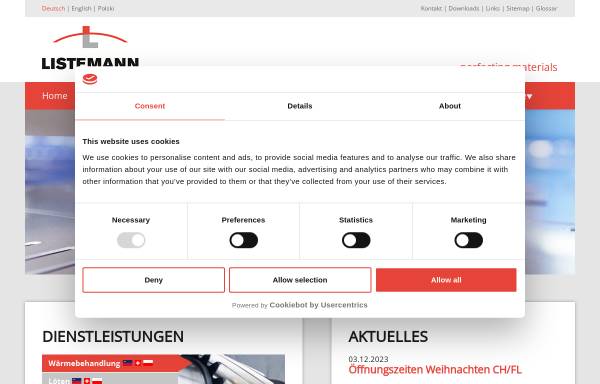 Vorschau von www.listemann.com, Listemann AG Werkstoff- und Wärmebehandlungstechnik