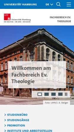 Vorschau der mobilen Webseite www.theologie.uni-hamburg.de, Uni Hamburg - Fachbereich Evangelische Theologie (FB 01)