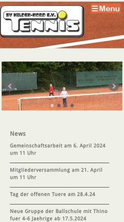 Vorschau der mobilen Webseite www.tennis-hilden.de, SV Hilden-Nord e.V.