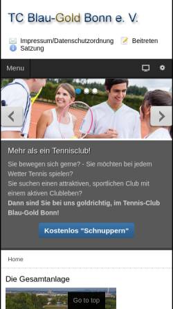 Vorschau der mobilen Webseite www.tcblaugoldbonn.de, TC Blau-Gold Bonn e.V.