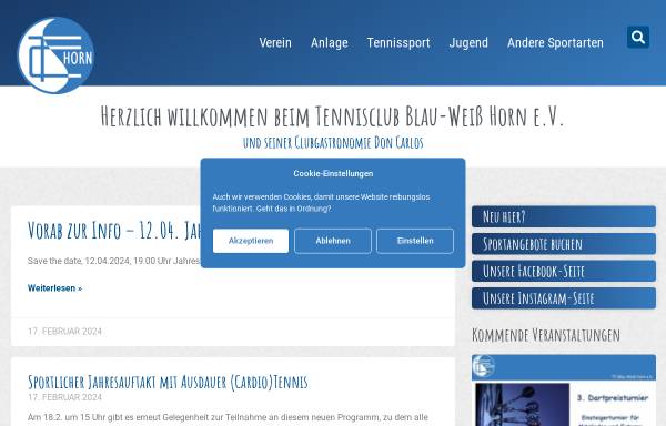 Vorschau von www.tc-bw-horn.de, TC Blau-Weiß Horn