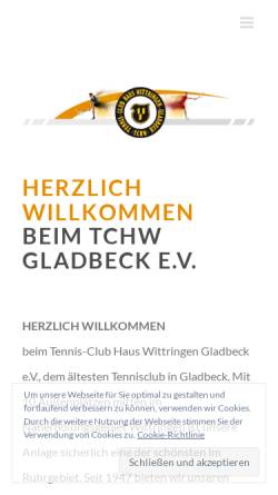 Vorschau der mobilen Webseite www.tchw-gladbeck.de, TC Haus Wittringen Gladbeck e.V.