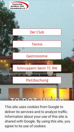 Vorschau der mobilen Webseite www.tennis-grevenbroich.de, TC Rot-Weiß Grevenbroich
