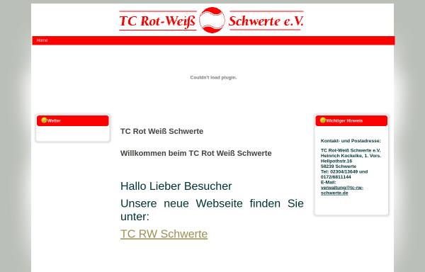 Vorschau von www.tc-rw-schwerte.de, TC Rot-Weiss Schwerte e.V.