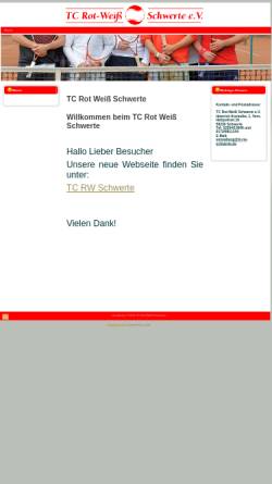 Vorschau der mobilen Webseite www.tc-rw-schwerte.de, TC Rot-Weiss Schwerte e.V.