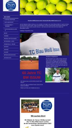 Vorschau der mobilen Webseite www.tcissum.de, Tennisclub Blau-Weiß Issum e.V. 1963