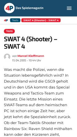 Vorschau der mobilen Webseite www.4players.de, 4players.de: Swat 4