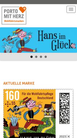 Vorschau der mobilen Webseite www.wohlfahrtsmarken.de, Wohlfahrts- und Weihnachtsmarken