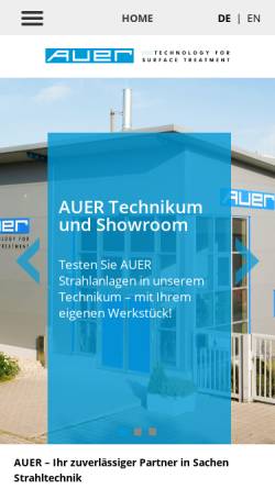 Vorschau der mobilen Webseite www.auer-strahltechnik.de, Paul Auer GmbH