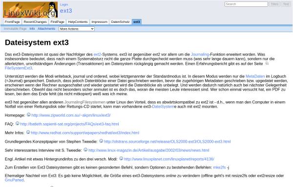 Vorschau von linuxwiki.de, ext3-Linuxwiki