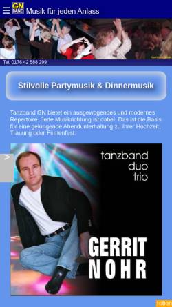 Vorschau der mobilen Webseite www.gerrit-music.de, Gerrit Nohr Band
